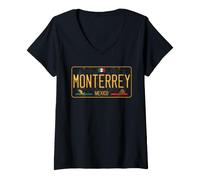 Women's Monterrey Mexico License Plate Regio Nuevo Leon Norteno V-Neck T-Shirt