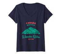 Womens Montreal Canada Vacation Wander Often Go Far V-Neck T-Shirt