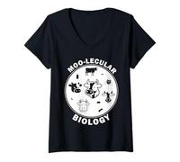 Womens Moo-Lecular Biology Cow Petri Dish Funny Microbiology V-Neck T-Shirt