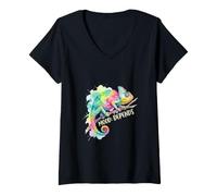 Women's Mood Depends Funny Chameleon Reptile Lover V-Neck T-Shirt