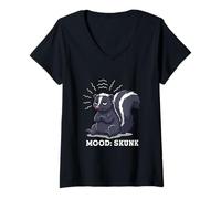 Womens Mood Skunk Funny Animal Humor for Skunk Keepers V-Neck T-Shirt