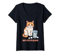 Women's Moody Kitty Wants Drink with Cubes V-Neck T-Shirt