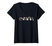 Womens Moomin First Snow Moomintroll Little My Snorkmaiden Winter V-Neck T-Shirt