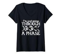 Womens Moon Magic Bull Symbol Sacred Geometry Esoteric Style V-Neck T-Shirt