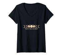Women's Moon Phases Trust Universe Spiritual Aesthetic V-Neck T-Shirt