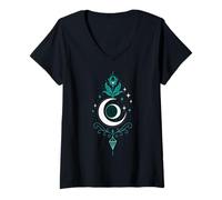 Womens Moon Wish Arrow Spiritual Symbol for Manifestation Wicca Art V-Neck T-Shirt