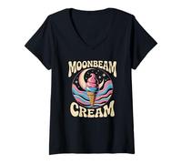 Womens Moonbeam Ice Cream Retro Dessert Lovers V-Neck T-Shirt