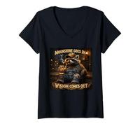 Women's Moonshine Goes in Wisdom Comes Out Distilling V-Neck T-Shirt