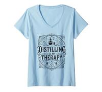 Women's Moonshine Lover Spirit Distiller Still Moonshiner Therapy V-Neck T-Shirt