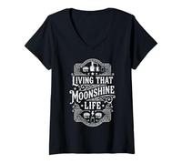 Women's Moonshine Lover Spirit Distiller Still Redneck Moonshiner V-Neck T-Shirt