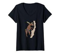 Womens Moose on The Rocks | Funny Bouldering Animal Graphic for V-Neck T-Shirt