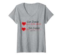 Womens Morando en Cristo, Dependiente de Cristo, Siervo Fiel V-Neck T-Shirt