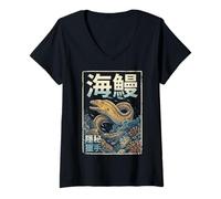 Women's Moray EEL Japanese Art V-Neck T-Shirt