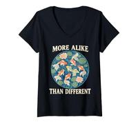 Women's More Alike Than Different Down Syndrome Awareness Goldfish V-Neck T-Shirt