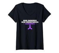 Womens More Awareness More Understanding Alzheimers Disease Support V-Neck T-Shirt