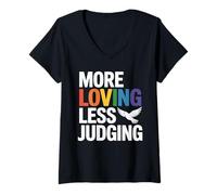Womens More Loving Less Judging - Empathy & Acceptance V-Neck T-Shirt