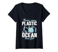 Women's More Plastic in the Ocean Than Fish Pollution Awareness V-Neck T-Shirt
