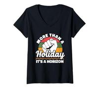 Womens More Than A Holiday It's A Horizon Juneteenth Freedom V-Neck T-Shirt