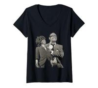 Women's Morecambe & Wise Eric with Dummy On Stage By Dick Barnatt V-Neck T-Shirt
