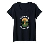Women's Morel Mushroom Foraging Don't Ask for My Morel Spot V-Neck T-Shirt