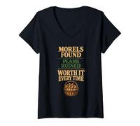 Women's Morel Mushroom Hunter Wild Morel Mushroom Foraging V-Neck T-Shirt