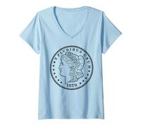 Womens Morgan Dollar 1879 Coin Collector Numismatics USA Coinage V-Neck T-Shirt