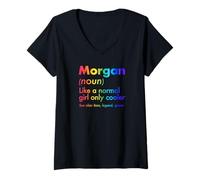 Women's Morgan Like A Normal Girl Only Cooler Queen First Name V-Neck T-Shirt