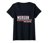Women's Morgan Name Birthday Original Retro Name Woman Humor Vintage V-Neck T-Shirt