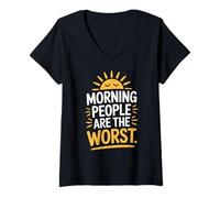 Womens Morning People are The Worst Funny Statement V-Neck T-Shirt