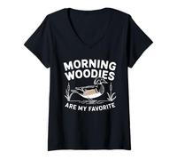 Womens Morning Woodies Funny Duck Hunting Tee Hunter Gifts V-Neck T-Shirt