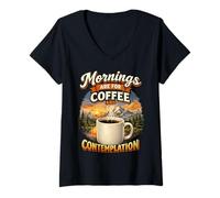 Women's Mornings are for Coffee and Contemplation V-Neck T-Shirt