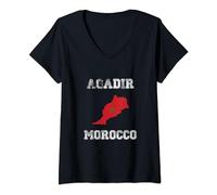 Womens Morocco Distressed Flag Agadir Pride V-Neck T-Shirt
