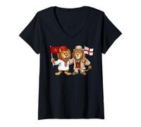 Women's Morocco England UK Flag Moroccan British English Roots V-Neck T-Shirt