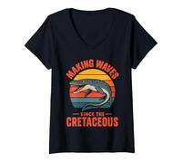 Women's Mosasaurus Humor Cretaceous V-Neck T-Shirt