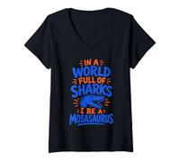 Women's Mosasaurus Sea Dinosaur V-Neck T-Shirt