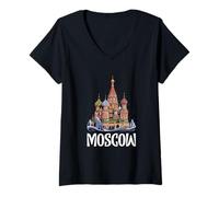 Women's Moscow Saint Basil's Cathedral Illustration V-Neck T-Shirt