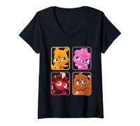 Women's Moshi Monsters Quartet Katsuma Poppet Diavlo Furi V-Neck T-Shirt