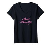 Womens Most Ardently -Darcy in Jane Austen Handwriting Pink Print V-Neck T-Shirt
