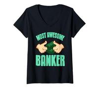 Womens Most Awesome Banker Financial Success Money Mindset V-Neck T-Shirt