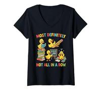 Women's Most Definitely Not All in A Row Ducks School V-Neck T-Shirt