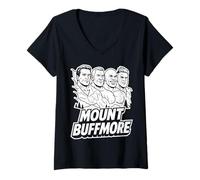 Womens Most Iconic Bodybuilders Funny Mount Buffmore Parody Shirt V-Neck T-Shirt