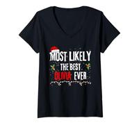 Womens Most Likely The Best Olivia Ever Xmas Holiday Christmas V-Neck T-Shirt
