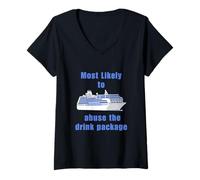 Womens Most likely to Abuse the drink Cruise Gift for Travellers V-Neck T-Shirt