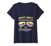 Womens Most Likely To Be With My Dogs All Summer V-Neck T-Shirt