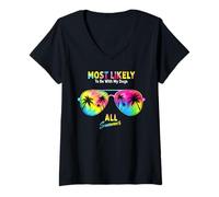 Womens Most Likely To Be With My Dogs All Summer V-Neck T-Shirt