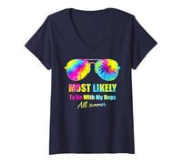 Womens Most Likely To Be With My Dogs All Summer V-Neck T-Shirt