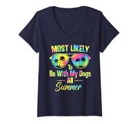 Womens Most Likely To Be With My Dogs All Summer V-Neck T-Shirt