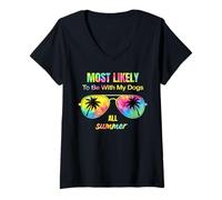 Womens Most Likely To Be With My Dogs All Summer V-Neck T-Shirt
