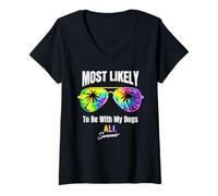 Womens Most Likely To Be With My Dogs All Summer V-Neck T-Shirt