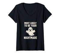 Womens Most Likely to Be Your Nightmare Funny Halloween Group V-Neck T-Shirt